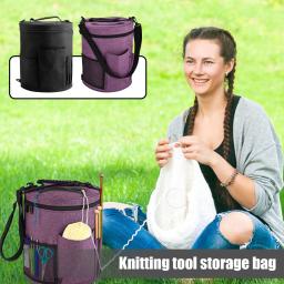 Saco De Armazenamento De Ferramenta De Tricô Portátil, Sacos De Armazenamento De Fios DIY, Costura Bordado Ferramenta De Armazenamento, Crochet Fio Tambor Saco, Máquina De Costura - Image 2