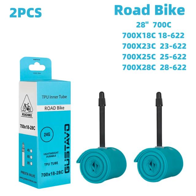 GUSTAVO Tubo Ultraleve TPU Bicicleta Estrada 700X18-28C Válvula Presta 24g