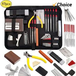 Guitar Carry Bag e Ferramentas de Reparação, Guitar Tool Kit, Cordas Ação Régua, Luthier Arquivo, Ponte Pins, Ukulele, 14Pcs, 57Pcs, 74Pcs - Image 1