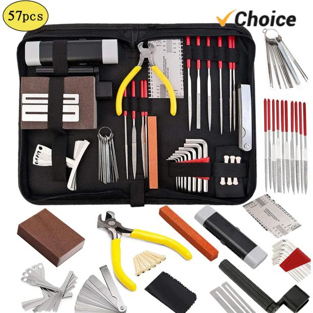 Conjunto Completo de Acessórios para Guitarra e Ukulele: Bolsa, Ferramentas de Reparação e Cordas em 14, 57 ou 74 Peças