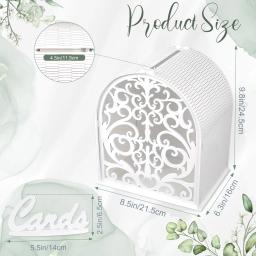 Caixa branca do cartão de presente com janela oca, envelope do casamento do boho, caixas do dinheiro para decorações do partido da graduação - Image 3