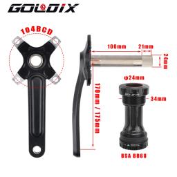 Goldix 104bcd dentes largos e estreitos pedaleira de bicicleta 170/175mm manivela redonda/oval anel de corrente 32t/34t/36t/38t pedaleira de bicicleta - Image 4