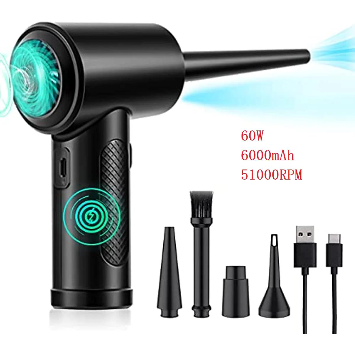 Recarregável sem fio Air Duster, USB Compressed Air Blower, Poeira soprando arma para PC portátil, Limpeza do teclado do carro, 51000 RPM - Image 1