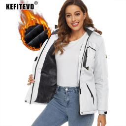 KEFITEVD Jaqueta de Neve Feminina de Inverno Pesada para Snowboard e Esqui ao Ar Livre Térmica Quente para Caminhada e Casaco Corta-Vento Casual - Image 3