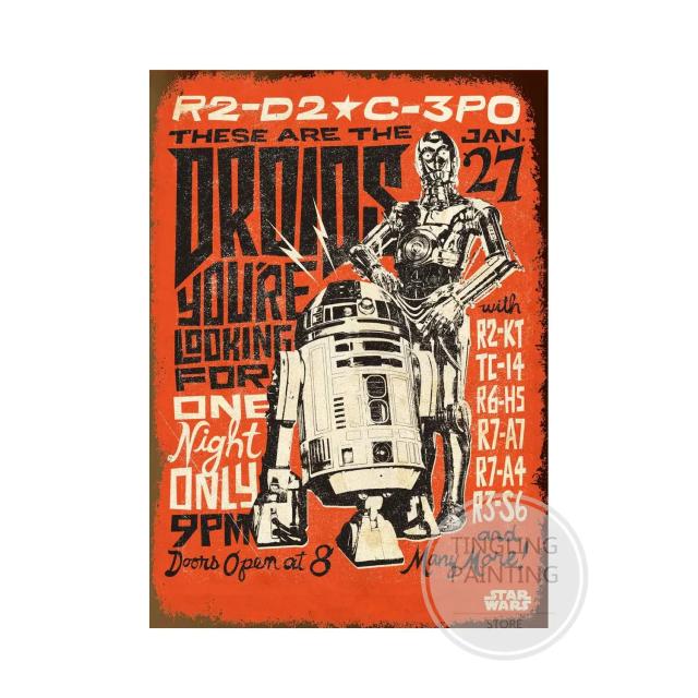 Pôster em Metal Star Wars - Arte de Parede com Personagens Clássicos para Decoração da Sala de Estar
