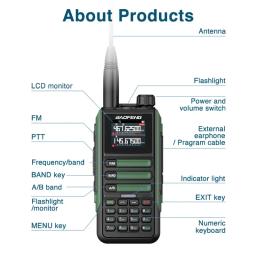 2 peças baofeng uv16m v2 walkie talkie 15w 50km de longo alcance 999ch presunto rádios fm uhf vhf typec carga inc redução de ruído rádio bidirecional - Image 4