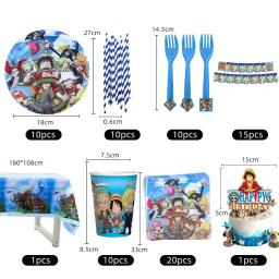 Anime One Piece Party Louça, Prato Luffy, Copo, Balão, Banner, Bolo Topper, Decorações Suprimentos para Meninos, Festa de Aniversário - Image 4