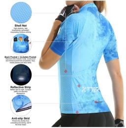 Camisola de ciclismo feminino, camisola de bicicleta, Pro Team, camisa de ciclismo de alta qualidade, jérsei azul, slim fit, estilo chinês, SPF 50 - Image 3