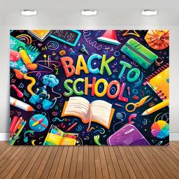 De volta à escola Decoração, decorada com banner para uma festa de boas-vindas, sala de aula remota, ensino online - Image 1