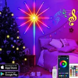 Luzes LED de Fogos de Artifício com Controle Remoto, Cor RGB, 213 Modos Dinâmicos, Fita LED, Decoração de Natal e Aniversário - Image 2