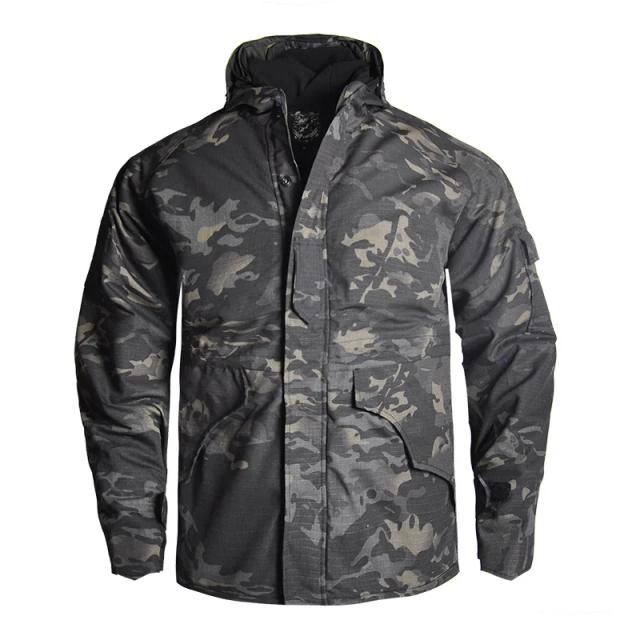 Jaqueta Tática Masculina Camuflada Impermeável com Capuz para Caça e Caminhadas no Inverno