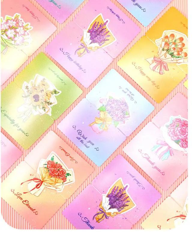 Cartões de Agradecimento Florais Dobráveis em 3D - Set com 8 Cartões para Chuveiro Nupcial, Casamento e Pequenos Negócios no Dia dos Namorados