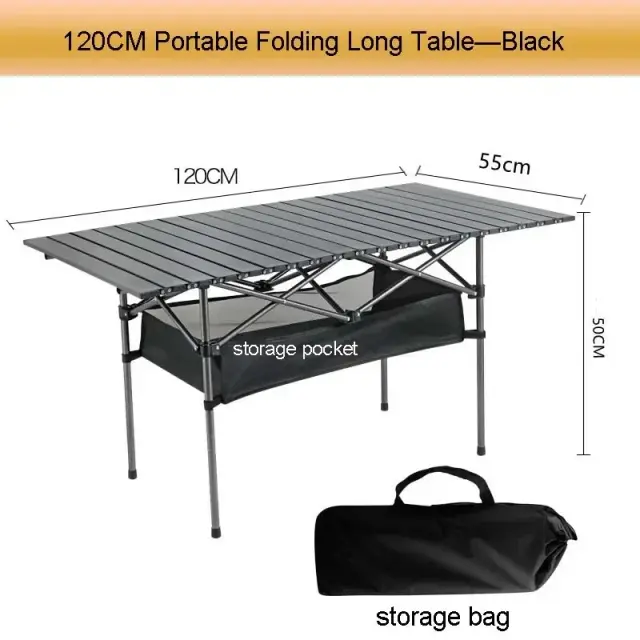 Mesa Dobrável de Alumínio para Acampamento e Piquenique - Mesa Extensível Portátil e Acessórios para Pesca