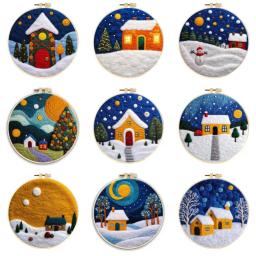 GATYZTORY-Lã Felting Pintura Kit, Inverno Casa Arte Bordado, DIY Lã Agulha Feltro, Cenário de Natal, Kit Imagem, Artesanato Presente - Image 1