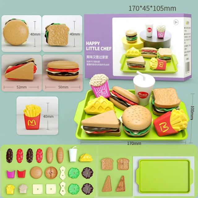 Brinquedo de Cozinha de Montagem de Hambúrguer Infantil Plástico 17cm