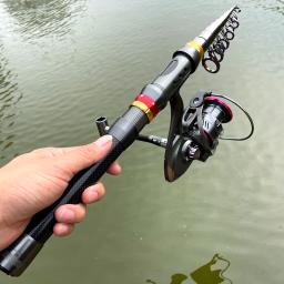 1.8-3.6m vara de pesca de fibra de carbono e carretel combo super duro telescópica pólo de pesca kit de carretel de fiação resistência máxima 3-8kg pesca - Image 6