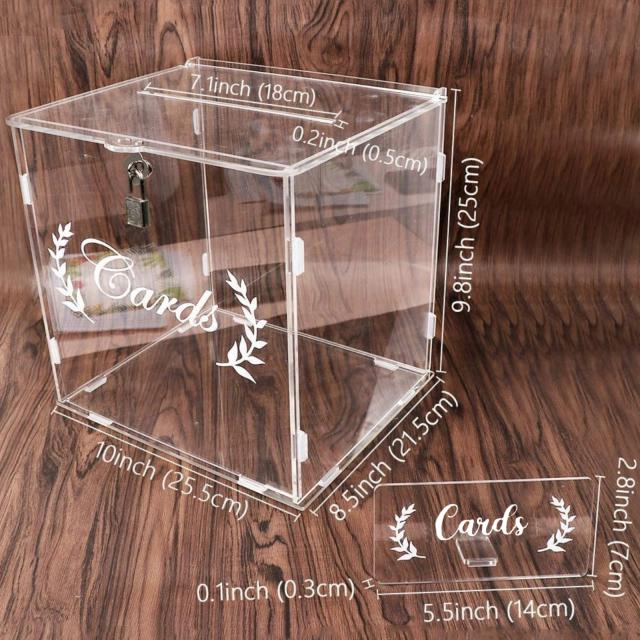 Caixa de Acrílico Elegante para Cartões de Casamento e Presentes, Ideal para Graduação e Festas de Aniversário