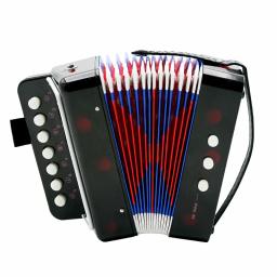Mini acordeão de 7 teclas, durável, 2 baixos, instrumento musical educacional, brinquedo para iniciantes, melhor presente, preto - Image 1