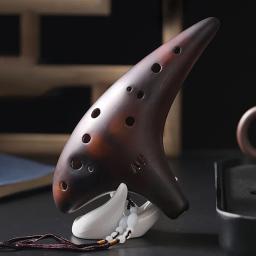 Flauta Tripla Zelda Ocarina De Madeira, Barriton Tube Instruments, Trave Profissional Musical, 12 Buracos - Image 4