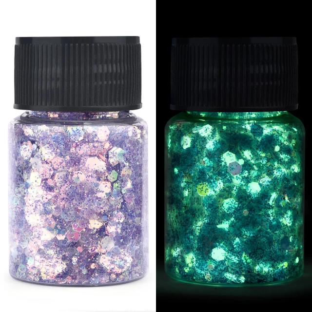 Epóxi Luminous com Lantejoulas Hexagonais Brilhantes que Brilham no Escuro - Ideal para DIY, Moldes de Silicone, Nail Art e Decorações de Jóias