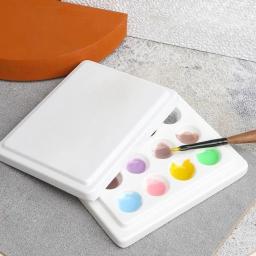 Paleta de pintura paletas de mistura de cores de plástico aquarela com bandejas de cobertura para acrílico vazio - Image 5