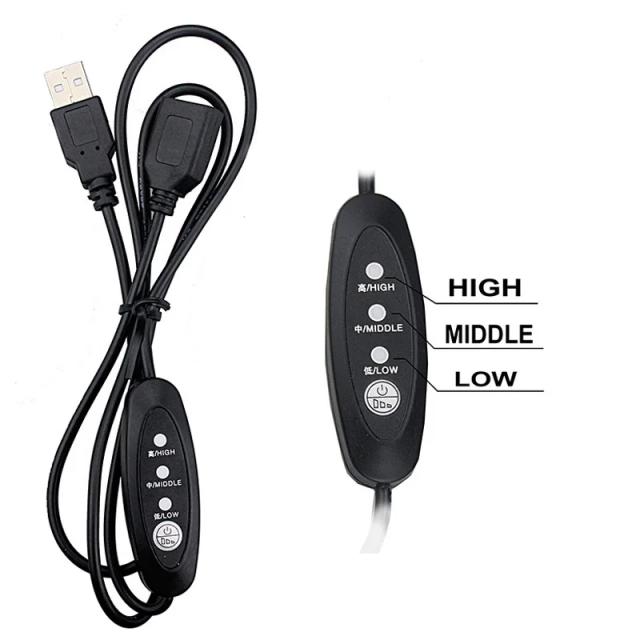 Ventilador de Refrigeração Gdstime USB de 140mm, 120mm e 92mm com Controlador e Rede Protetora para Desktop, TV Box e Roteadores