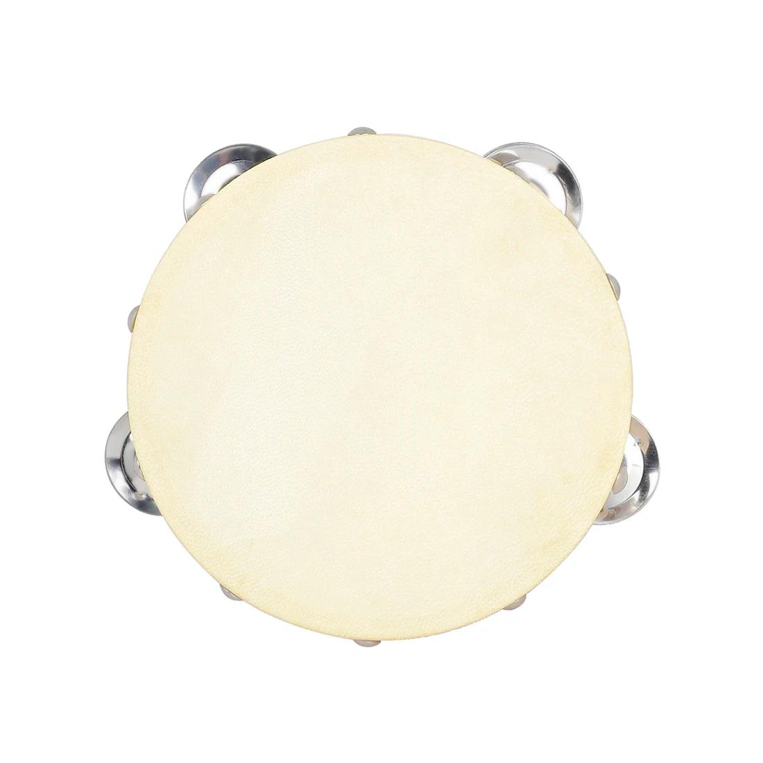 Double Layer mão tambor para crianças, Orff pandeiro duráveis instrumentos de percussão, iluminação música segura infantil, pele de carneiro, 6" - Image 1