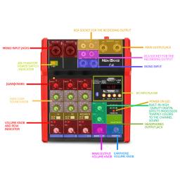 BAXS-DJ Console De Mistura Com Bluetooth, 4 MINI Canal Mixer, 48V Fantasma Monitor De Alimentação, Sistema De Karaoke, USB Mixer De Áudio, Novo - Image 6