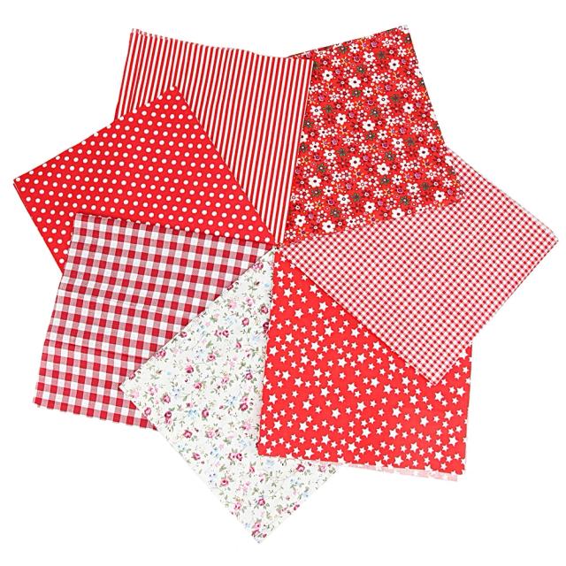 Conjunto de 7 Pcs de Tecido de Algodão com Estampa de Quadrados para Patchwork e Quilting Artesanal