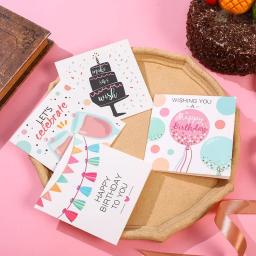 Feliz aniversário cartão de presente de impressão dos desenhos animados com envelope para festa bênção convidar imagem aleatória - Image 3