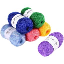 Brilhante Pratos Fios, 100% Poliéster, Vidro De Seda, Pastel Scrubby Fios para Crochê, Tecelagem Artesanato Artesanal, 50g - Image 1