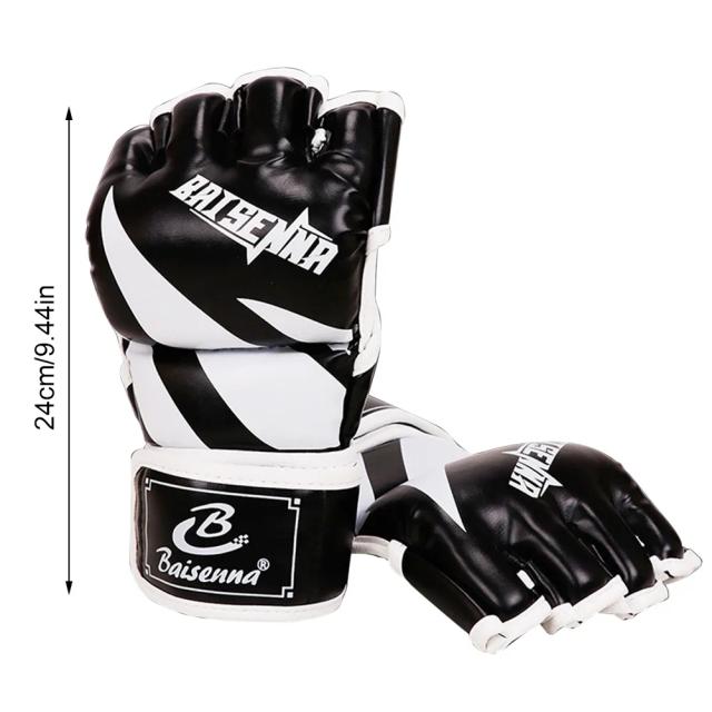 Luvas de Boxe de Couro PU para Treinamento em MMA, Muay Thai, Karatê e Luta Livre com Espessura de 3cm para Homens e Mulheres