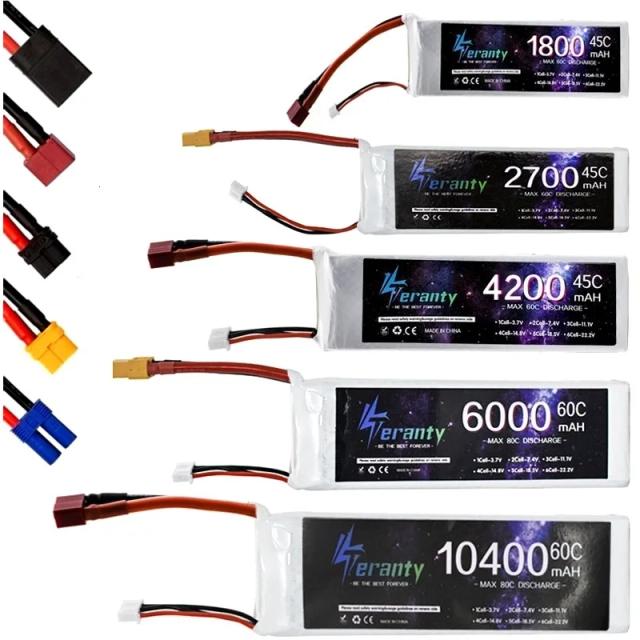 Baterias LiPo 2S para Drones, Quadcopter, Carros e Barcos - Variações de 1500 mAh a 10400 mAh