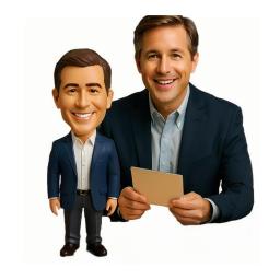 Estatueta AI personalizada, figura profissional Bobblehead de negócios, terno marinho, decoração de mesa 3D personalizada baseada em sua foto - Image 1