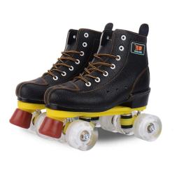 Patins de couro pu, patins de linha dupla, mulheres, homens, adultos, duas linhas, sapatos de patinação, patines com pu piscando ou não rodas sp7 - Image 3
