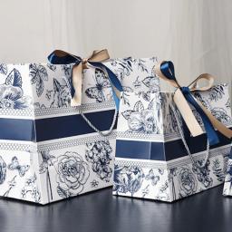 Sacolas de papel floral com fita, embrulho de presentes premium, dia das mães, aniversário, presente, 10 pcs, 20pcs - Image 3
