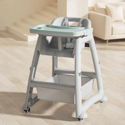 Cadeira alta de plástico multifuncional para bebês com rodas, cadeira de alimentação portátil de altura ajustável para uso doméstico e em viagens - Image 6