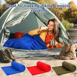 Saco de dormir de lã portátil ultra-leve lençóis de viagem polar para adultos barraca de acampamento ao ar livre cama quente saco de dormir forro - Image 5