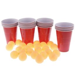 Jogo de cerveja Pong, 24 Copos Vermelhos, Bolas de Pong Amarelo para Natal, Feriado ou Festa Universitária - Image 2