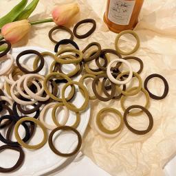 Anéis De Corda De Cabelo De Nylon Básicos Para Meninas, Cáqui Doce, Marrom, Elástico Alto, Titulares De Rabo De Cavalo, Laços, Headbands Acessórios, 4,5 cm, 20-200PCs - Image 6