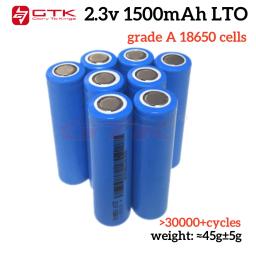 GTK-Bateria de Titanato de Lítio Recarregável, 30000 + Cycles, 18650 LTO Cells, 2.3V, 1500mAh, 12V, 24V, 48V, 60V, 72V, DIY - Image 1