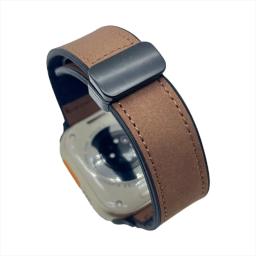 Pulseira de couro para apple watch band 49mm 44 45 42mm 40 46 38 41mm pulseira magnética correa masculino iwatch ultra série 10 9 8 7 se 6 - Image 3