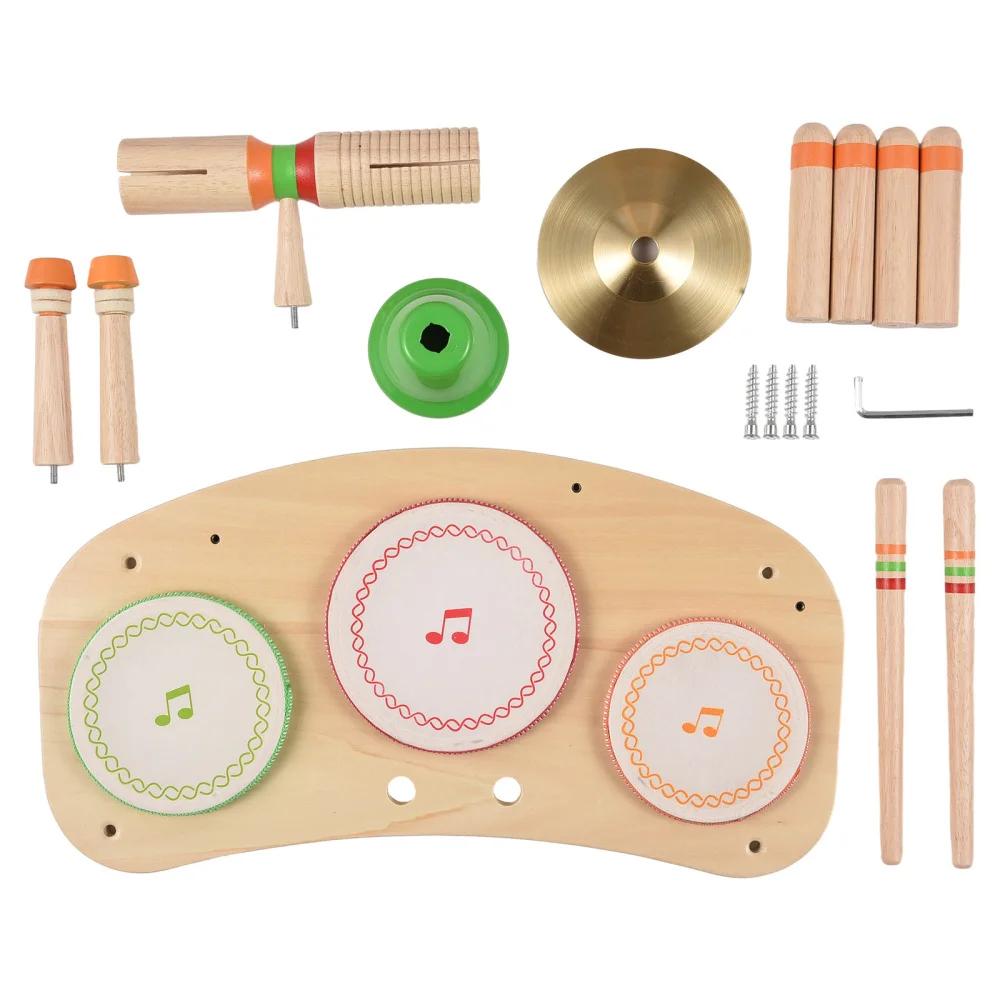 Kits de Bateria Destacável Portátil, Instrumento de Percussão 7-em 1, Madeira Natural, Liso, Burrless, Drum Set, Presente de Aniversário - Image 1