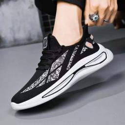 Sapatos masculinos deslizamento em tênis de moda respirável atlético esporte ao ar livre tênis de corrida confortável caminhada treinamento tênis - Image 5