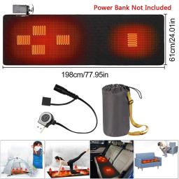 Outdoor USB Aquecimento Sleeping Mat, Temperatura ajustável, Almofada aquecida elétrica para barraca de acampamento, 5 zonas de aquecimento, 198*60mm - Image 4