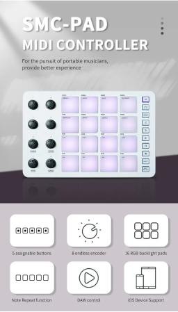 M-Vave SMC-PAD LaunchPad, design portátil, controlador MIDI sem fio, adequado para iniciantes - Image 4