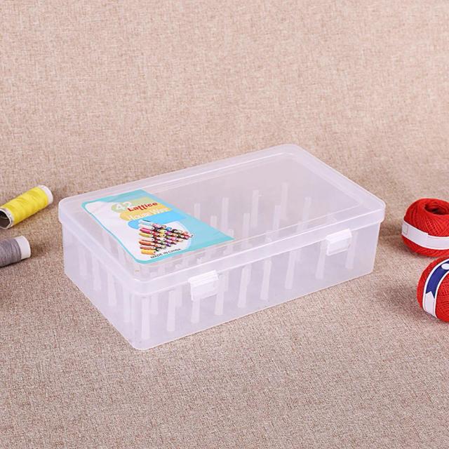 Organizador de Bobinas de Costura em Plástico Transparente Azul para Armazenamento Doméstico