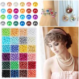 Faux Pearl Set para Fazer Jóias DIY, Pulseira e Colar, Materiais com Caixa, 6mm, 24 Cores, 1680PCs - Image 5