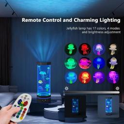 Lâmpada de lava medusa com controle remoto, plug-in USB, Bubble Fish, luz noturna, mudando, 15 Polegada, 17 cores - Image 2