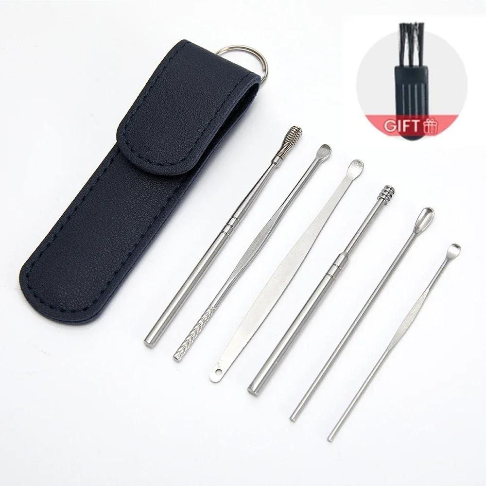 6 pçs ferramenta de remoção de cera de ouvido limpador de ouvido espiral rotativa colher de colheita de ouvido colher para limpeza coleta de cera de ouvido - Image 1